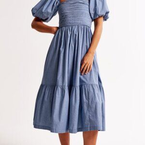 A&F Emerson Poplin Puff Sleeve Midi Dress